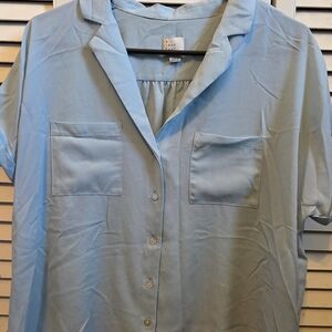 A New Day Light Blue Button-Up Blouse